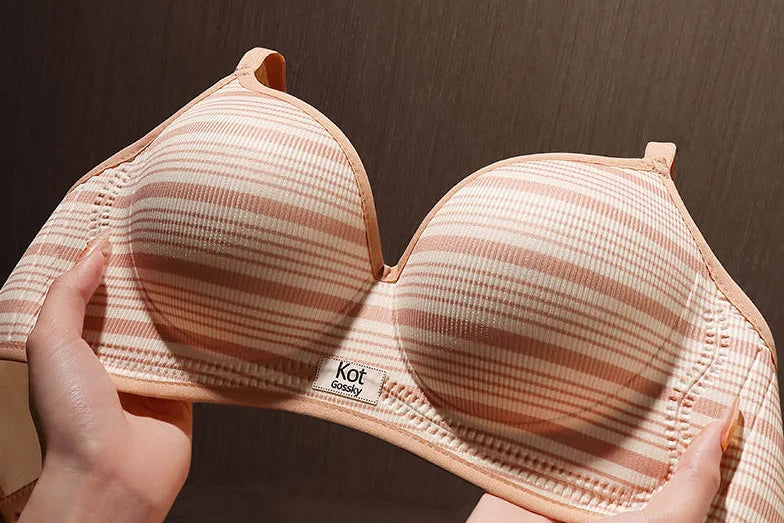 Women’s Seamless One-Piece Wire-Free Lingerie, Contrast Stripe Bra