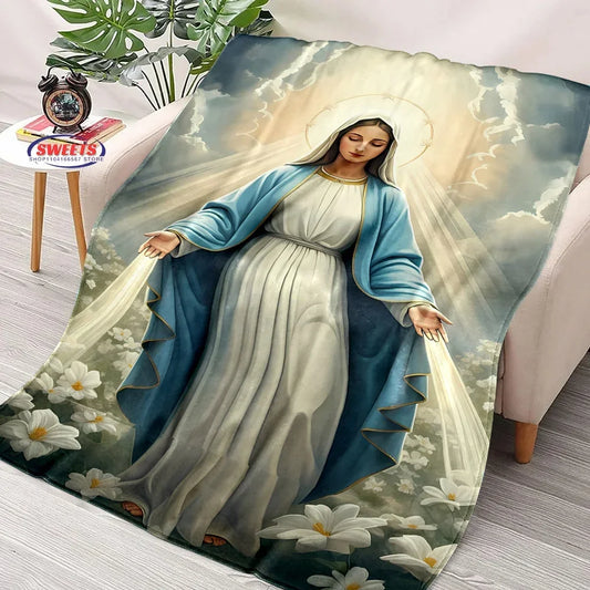New Arrival ! Virgin Mary Pray Blanket, Warm and Cozy Flannel Blanket, Sofa Bedroom Office Leisure Nap Cover Blanket, Nice Gift