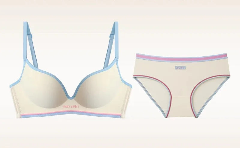 Women’s Seamless One-Piece Wire-Free Lingerie, Contrast Stripe Bra