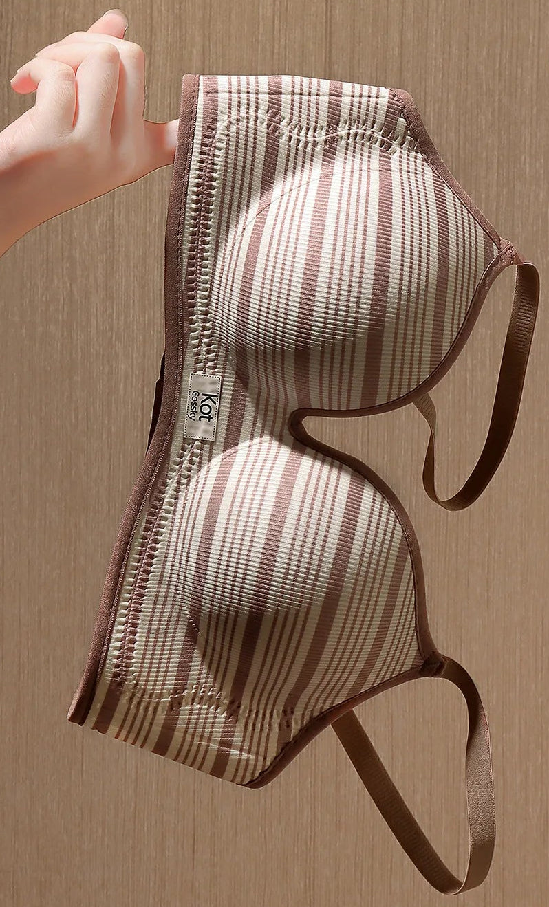 Women’s Seamless One-Piece Wire-Free Lingerie, Contrast Stripe Bra