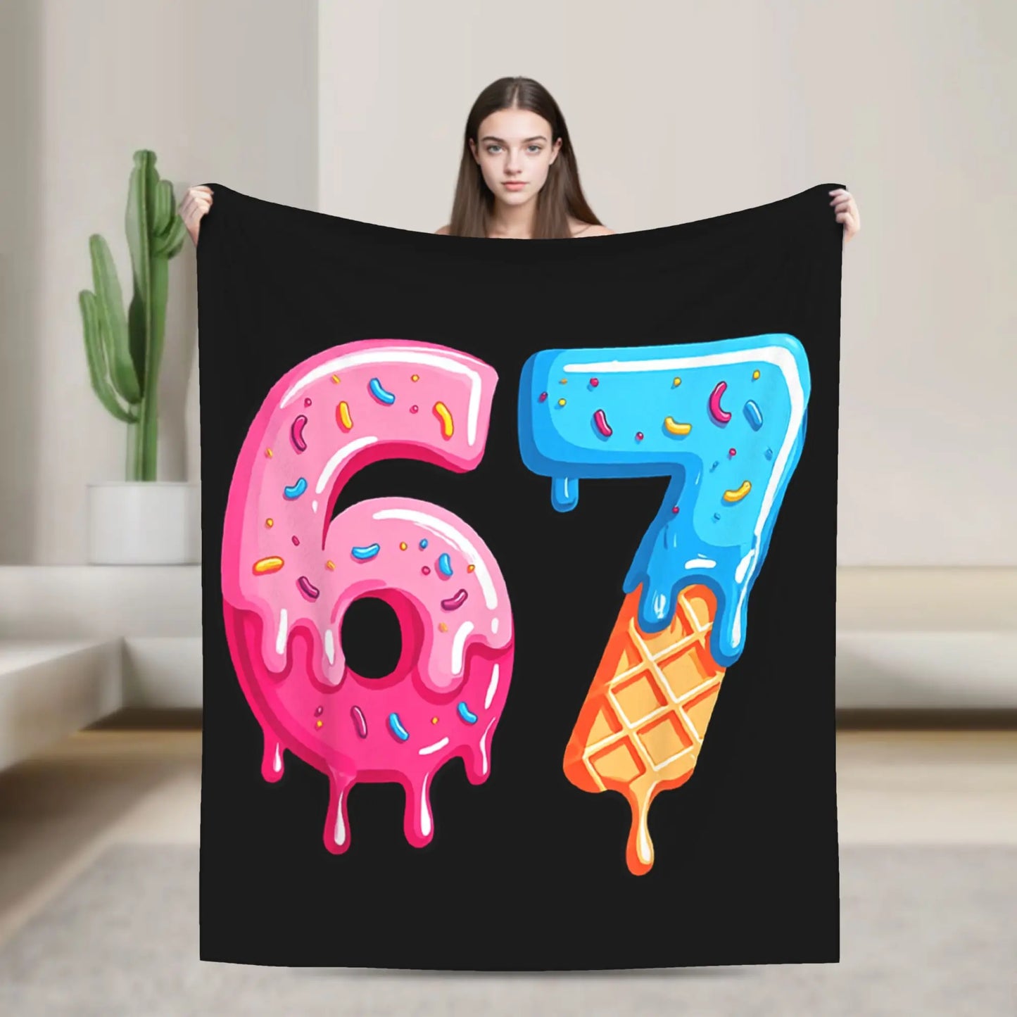 Six Seven Ice Cream Drip Meme 67 Blanket