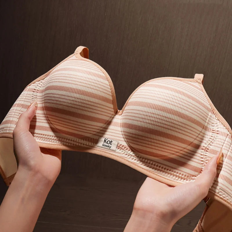 Women’s Seamless One-Piece Wire-Free Lingerie, Contrast Stripe Bra